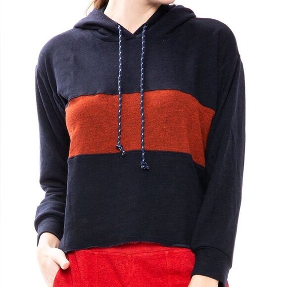 Sundry Colorblock Hoodie Size S Oversized Relaxed Boxy Cropped Jersey Top - Picture 1 of 7